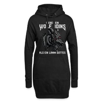 Lieber ein Wolf Odins als ein Lamm Gottes - Hoodie-Kleid - Schwarz - Vorne