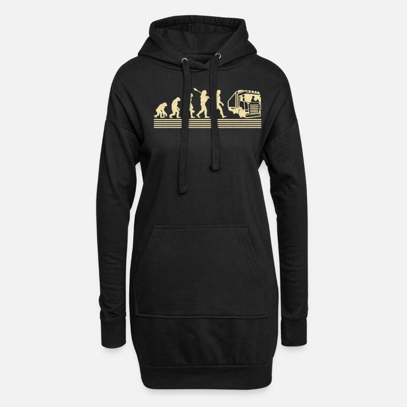 Lkw-fahrer-evolution - Hoodie-Kleid - Schwarz