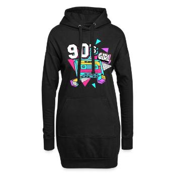 Fille des années 90 et 90 - Sweat-shirt à capuche long Femme - noir - Devant