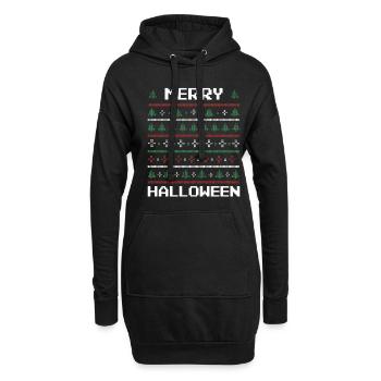 Merry Halloween Ugly Christmas Shirt - Hoodie-Kleid - Schwarz - Vorne