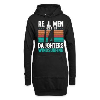 De vrais hommes emmènent leurs filles planche à voile - Sweat-shirt à capuche long Femme - noir - Devant