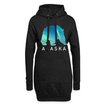 Alaska Geschenk USA Natur Bär Denali Grizzly Wald - Hoodie-Kleid - Schwarz - Vorne