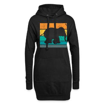 Retro Elefant - Hoodie-Kleid - Schwarz - Vorne