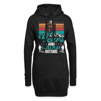 61 Year Old Hiker Mountains Hiking 61 Birthday - Hoodie-Kleid - Schwarz - Vorne
