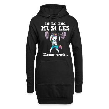 Einhorn Muskel Workout Fitness Training Sport - Hoodie-Kleid - Schwarz - Vorne