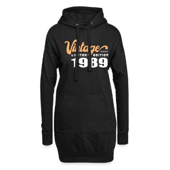 Vintage Geburtstag Geburtstag Retro 1989 Limited - Hoodie-Kleid - Schwarz - Vorne