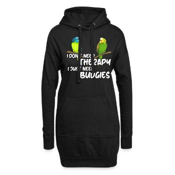 Budgerigar Thérapie Budgerigar - Sweat-shirt à capuche long Femme - noir - Devant