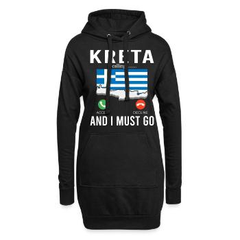Kreta ruft ich muss los Griechenland Urlaub - Hoodie-Kleid - Schwarz - Vorne