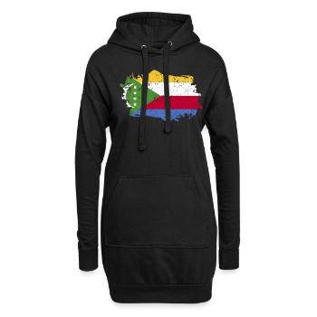 Komoren Flagge Grunge Komoren Fahne - Hoodie-Kleid - Schwarz - Vorne