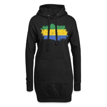 Gabun Flagge Grunge Gabun Fahne - Hoodie-Kleid - Schwarz - Vorne