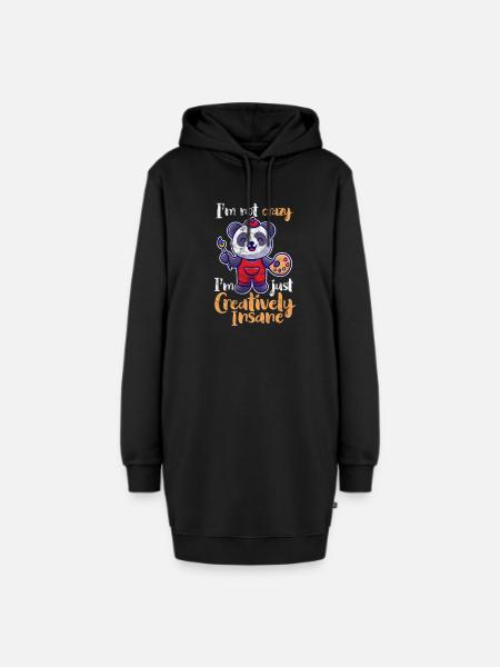 Panda - Hoodie-Kleid - Schwarz