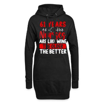 61 Year Old Nurse Appreciation Wine 61 Birthday - Hoodie-Kleid - Schwarz - Vorne