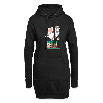 Emilia Vorname Namensgeschenk Süßes Einhorn - Hoodie-Kleid - Schwarz - Vorne