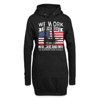 Production pétrolière Travailleurs du pétrole Cadeau du drapeau des États-Unis - Sweat-shirt à capuche long Femme - noir - Devant