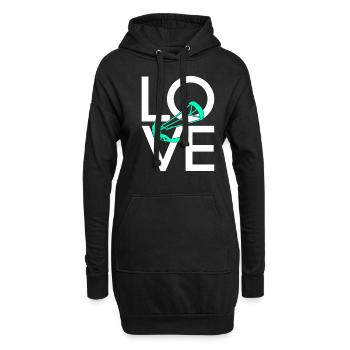Kite surfen - Hoodie-Kleid - Schwarz - Vorne