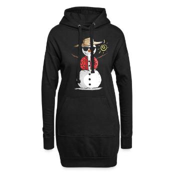 Bonhomme de neige au soleil avec chapeau de paille pour Noël - Sweat-shirt à capuche long Femme - noir - Devant