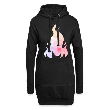 Angelcore Ästhetisches Feuer Flamme Herzen - Hoodie-Kleid - Schwarz - Vorne