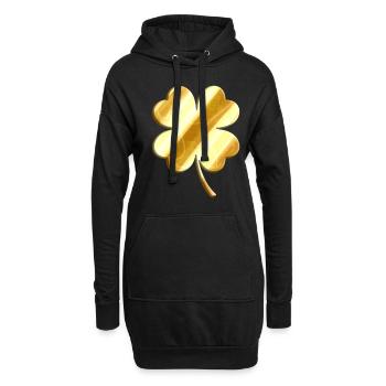 Trèfle d’or pour la Saint-Patrick - Sweat-shirt à capuche long Femme - noir - Devant