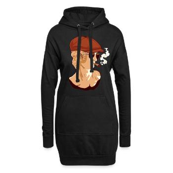 Beatnik David Statue Fumant Drôle Grec S - Sweat-shirt à capuche long Femme - noir - Devant