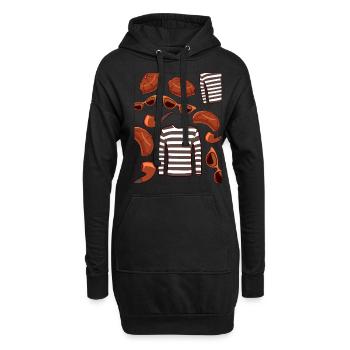 Beatnik Mode Stil 50er 60er Jahre Retro Stil Vinta - Hoodie-Kleid - Schwarz - Vorne