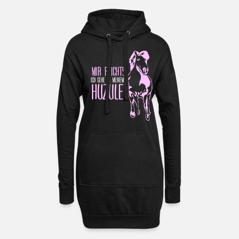 Huzule Spruch mit Pferd - Hoodie-Kleid - Schwarz