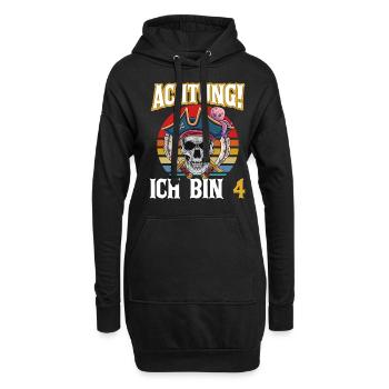 Geburtstagsshirt 4 Jahre Junge Pirat Totenkopf Pir - Hoodie-Kleid - Schwarz - Vorne