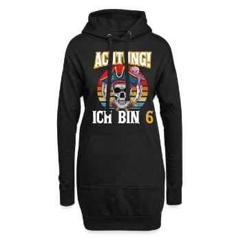 Geburtstagsshirt 6 Jahre Junge Pirat Totenkopf Pir - Hoodie-Kleid - Schwarz - Vorne