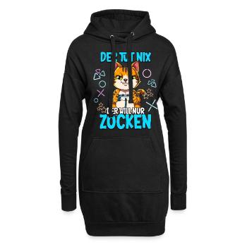 Zocken Gaming Der Tut Nix Der Will Nur Zocken - Hoodie-Kleid - Schwarz - Vorne