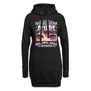 Ich Gucke Nicht Nur Anime Manchmal Zocke Ich Auch - Hoodie-Kleid - Schwarz - Vorne