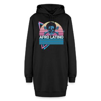Afro Latino Gothic Totenkopf Crossbone Retro - Hoodie-Kleid - Schwarz - Vorne