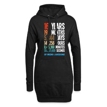16. Geburtstag Mädchen Jungen - Hoodie-Kleid - Schwarz - Vorne