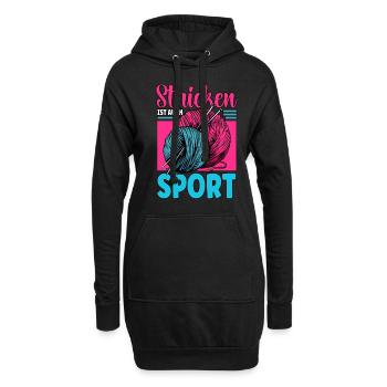 Häkeln - Hoodie-Kleid - Schwarz - Vorne