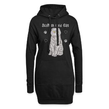 Scottish Folding Ear Cat Cadeau Scottish Fold - Sweat-shirt à capuche long Femme - noir - Devant