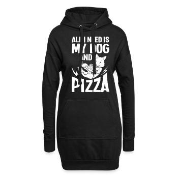 Pizza Hund Essen Pizzeria Italienisch Welpen - Hoodie-Kleid - Schwarz - Vorne