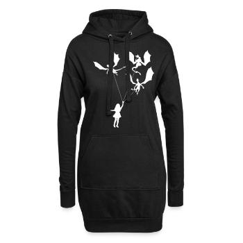 Lustiges Trendiges Kleines Mädchen Mit Drachen - Hoodie-Kleid - Schwarz - Vorne