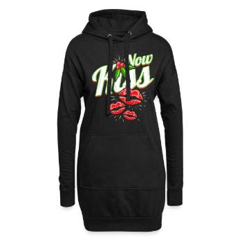 Now Kiss Mistletoe For A Merry Christmas - Hoodie-Kleid - Schwarz - Vorne