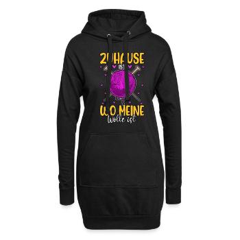 Häkeln - Hoodie-Kleid - Schwarz - Vorne