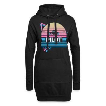 Pilot Flugzeug Aviator Luftfahrt Retro - Hoodie-Kleid - Schwarz - Vorne
