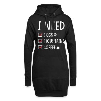hunde Berge Kaffee - Hoodie-Kleid - Schwarz - Vorne