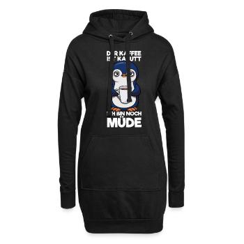 Der Kaffee Ist Kaputt Ich Bin Noch Müde Pinguin - Hoodie-Kleid - Schwarz - Vorne
