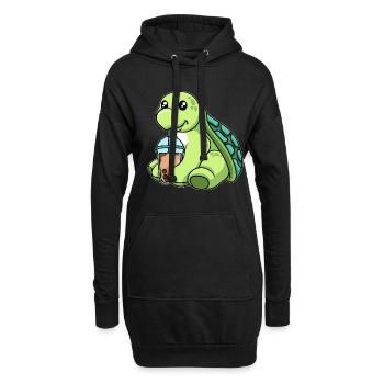 Tortue de thé à bulles Kawaii - Sweat-shirt à capuche long Femme - noir - Devant