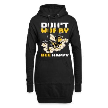 Don't Worry Bee Happy 33 - Hoodie-Kleid - Schwarz - Vorne