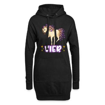 4. Geburtstag Pferde Mädchen Geburtstagsshirt 4 Ja - Hoodie-Kleid - Schwarz - Vorne
