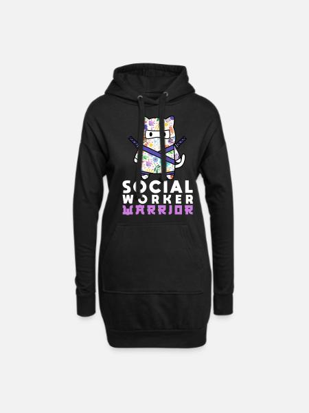 School Social Work Month Cat - Hoodie-Kleid - Schwarz