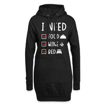 Food Wine Bed - Hoodie Dress - black - Front