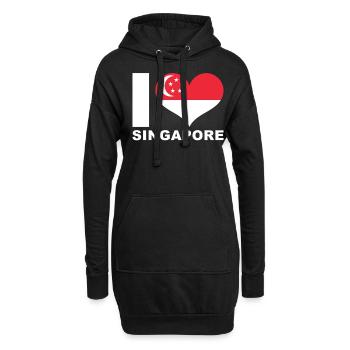 Ich liebe Singapur Herz Flagge Singapur - Hoodie-Kleid - Schwarz - Vorne