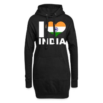 J’aime l’Inde drapeau du cœur Inde - Sweat-shirt à capuche long Femme - noir - Devant