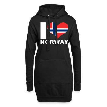 Ich liebe Norwegen Herz Flagge Norwegen - Hoodie-Kleid - Schwarz - Vorne