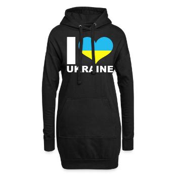 Ich liebe Ukraine Herz Flagge Ukraine - Hoodie-Kleid - Schwarz - Vorne