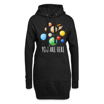Vous êtes ici Planète Astronaute Espace - Sweat-shirt à capuche long Femme - noir - Devant
